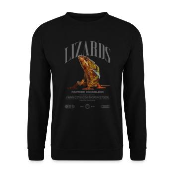 Panther Caméléon Streetwear Lézard Keeper - Sweat-shirt Unisexe - noir - Devant - Alina (178cm) & Michal (187cm)