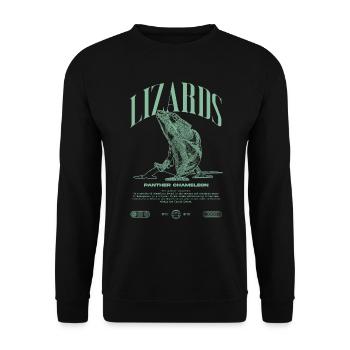 Panther Caméléon Streetwear Lézard Keeper - Sweat-shirt Unisexe - noir - Devant - Alina (178cm) & Michal (187cm)