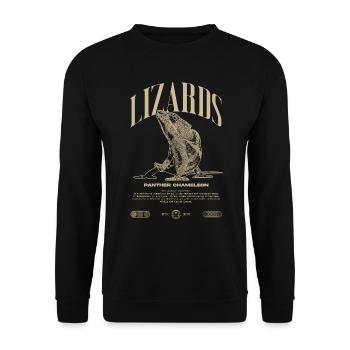 Panther Caméléon Streetwear Lézard Keeper - Sweat-shirt Unisexe - noir - Devant - Alina (178cm) & Michal (187cm)