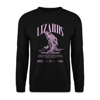 Panther Caméléon Streetwear Lézard Keeper - Sweat-shirt Unisexe - noir - Devant - Alina (178cm) & Michal (187cm)