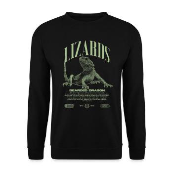 Dragon barbu Streetwear gardien de lézard - Sweat-shirt Unisexe - noir - Devant - Alina (178cm) & Michal (187cm)