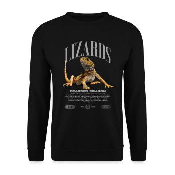 Dragon barbu Streetwear gardien de lézard - Sweat-shirt Unisexe - noir - Devant - Alina (178cm) & Michal (187cm)