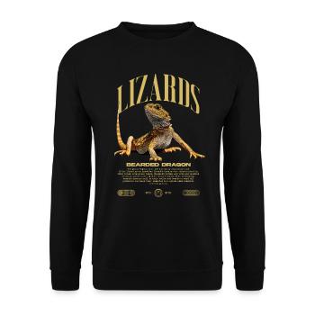 Dragon barbu Streetwear gardien de lézard - Sweat-shirt Unisexe - noir - Devant - Alina (178cm) & Michal (187cm)