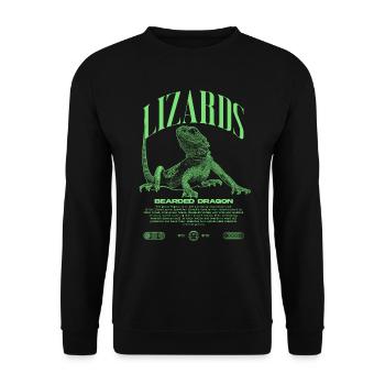 Dragon barbu Streetwear gardien de lézard - Sweat-shirt Unisexe - noir - Devant - Alina (178cm) & Michal (187cm)
