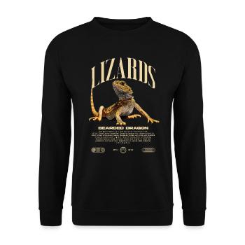Dragon barbu Streetwear gardien de lézard - Sweat-shirt Unisexe - noir - Devant - Alina (178cm) & Michal (187cm)