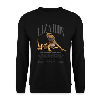 Dragon barbu Streetwear gardien de lézard - Sweat-shirt Unisexe - noir - Devant - Alina (178cm) & Michal (187cm)