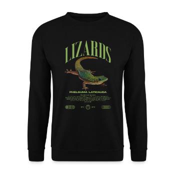 Phelsuma laticauda Day Gecko Lizard Keeper - Unisex Sweatshirt - black - Front - Alina (178cm) & Michal (187cm)