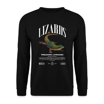 Phelsuma laticauda Day Gecko Lizard Keeper - Unisex Sweatshirt - black - Front - Alina (178cm) & Michal (187cm)