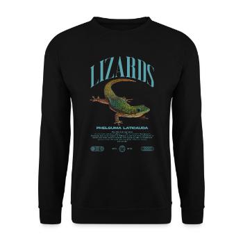 Phelsuma laticauda Day Gecko Lizard Keeper - Unisex Sweatshirt - black - Front - Alina (178cm) & Michal (187cm)