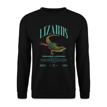 Phelsuma laticauda Day Gecko Lizard Keeper - Unisex Sweatshirt - black - Front - Alina (178cm) & Michal (187cm)