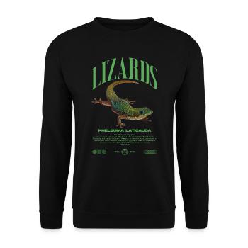 Phelsuma laticauda Day Gecko Lizard Keeper - Unisex Sweatshirt - black - Front - Alina (178cm) & Michal (187cm)