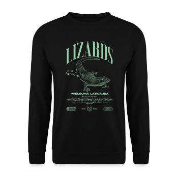 Phelsuma laticauda Day Gecko Lizard Keeper - Unisex Sweatshirt - black - Front - Alina (178cm) & Michal (187cm)