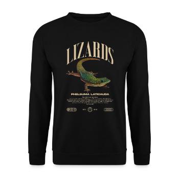 Phelsuma laticauda Day Gecko Lizard Keeper - Unisex Sweatshirt - black - Front - Alina (178cm) & Michal (187cm)