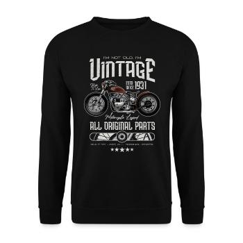 Vintage Motorrad Biker Motorrad Geburtstag 1931 - Unisex Pullover - Schwarz - Vorne - Alina (178cm) & Michal (187cm)