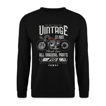 Vintage Motorrad Motorrad Motorrad Geburtstag 1981 - Unisex Pullover - Schwarz - Vorne - Alina (178cm) & Michal (187cm)