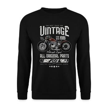 Moto Vintage Moto Moto Anniversaire 1986 - Sweat-shirt Unisexe - noir - Devant - Alina (178cm) & Michal (187cm)