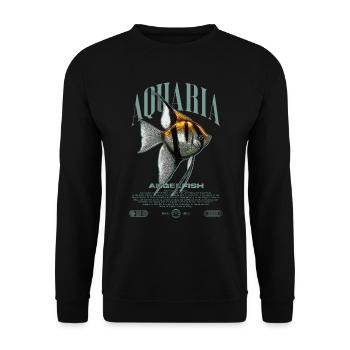 Altum Kaiserfisch Cichlid Fish Keeper Streetwear - Unisex Pullover - Schwarz - Vorne - Alina (178cm) & Michal (187cm)