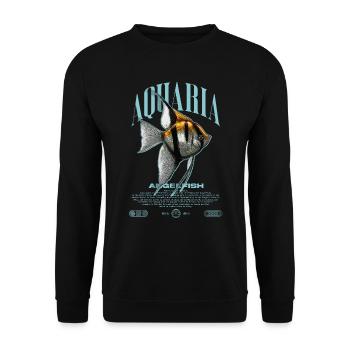 Altum Kaiserfisch Cichlid Fish Keeper Streetwear - Unisex Pullover - Schwarz - Vorne - Alina (178cm) & Michal (187cm)