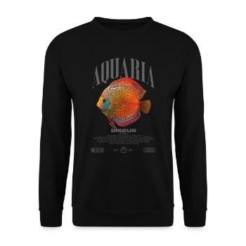 Diskus-Buntbarsch Fish Keeper Moderne Streetwear - Unisex Pullover - Schwarz - Vorne - Alina (178cm) & Michal (187cm)
