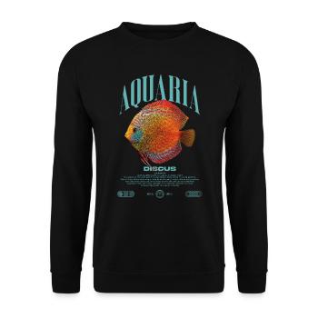 Diskus-Buntbarsch Fish Keeper Moderne Streetwear - Unisex Pullover - Schwarz - Vorne - Alina (178cm) & Michal (187cm)