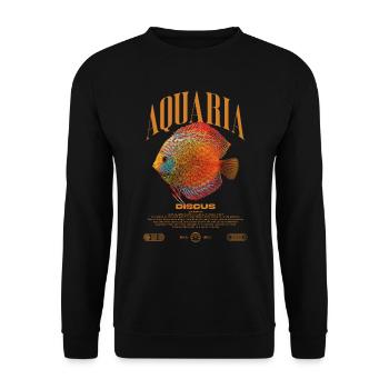 Diskus-Buntbarsch Fish Keeper Moderne Streetwear - Unisex Pullover - Schwarz - Vorne - Alina (178cm) & Michal (187cm)