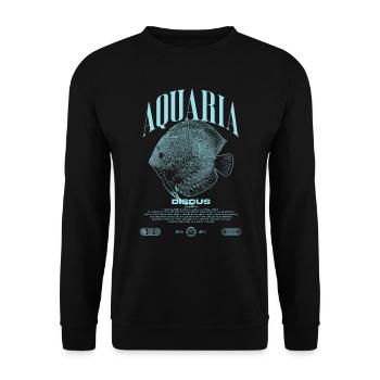 Diskus-Buntbarsch Fish Keeper Moderne Streetwear - Unisex Pullover - Schwarz - Vorne - Alina (178cm) & Michal (187cm)