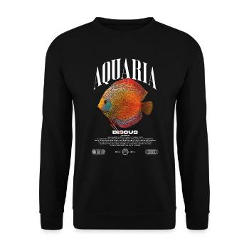 Diskus-Buntbarsch Fish Keeper Moderne Streetwear - Unisex Pullover - Schwarz - Vorne - Alina (178cm) & Michal (187cm)
