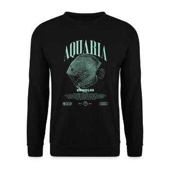 Diskus-Buntbarsch Fish Keeper Moderne Streetwear - Unisex Pullover - Schwarz - Vorne - Alina (178cm) & Michal (187cm)