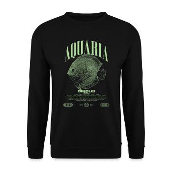 Diskus-Buntbarsch Fish Keeper Moderne Streetwear - Unisex Pullover - Schwarz - Vorne - Alina (178cm) & Michal (187cm)