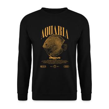 Diskus-Buntbarsch Fish Keeper Moderne Streetwear - Unisex Pullover - Schwarz - Vorne - Alina (178cm) & Michal (187cm)