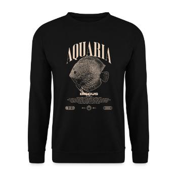 Diskus-Buntbarsch Fish Keeper Moderne Streetwear - Unisex Pullover - Schwarz - Vorne - Alina (178cm) & Michal (187cm)