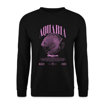 Diskus-Buntbarsch Fish Keeper Moderne Streetwear - Unisex Pullover - Schwarz - Vorne - Alina (178cm) & Michal (187cm)