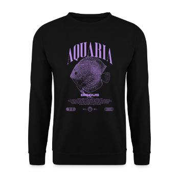Diskus-Buntbarsch Fish Keeper Moderne Streetwear - Unisex Pullover - Schwarz - Vorne - Alina (178cm) & Michal (187cm)