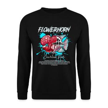 Flowerhorn Cichlid Monster Fish Keeper Streetwear - Unisex Pullover - Schwarz - Vorne - Alina (178cm) & Michal (187cm)