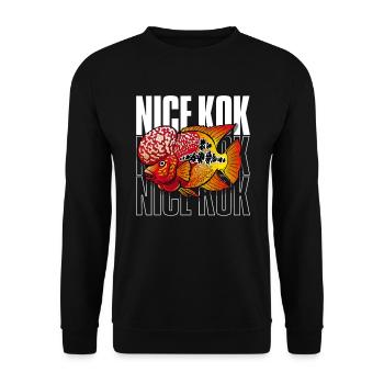 Schöner Kok Lustiger Blumenhorn-Buntbarsch Fischhalter - Unisex Pullover - Schwarz - Vorne - Alina (178cm) & Michal (187cm)