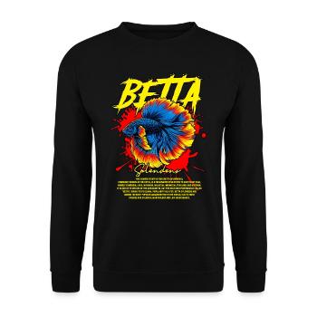 Betta Fish Keeper Moderne Streetwear - Unisex Pullover - Schwarz - Vorne - Alina (178cm) & Michal (187cm)