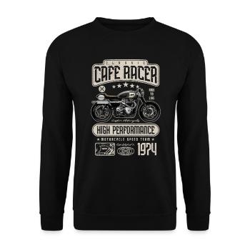 Cafe Racer Motorcycle Birthday Biker Born 1974 - Unisex Sweatshirt - black - Front - Alina (178cm) & Michal (187cm)