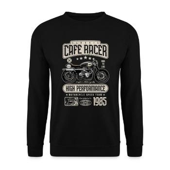 Cafe Racer Motorrad Geburtstag Biker Jahrgang 1985 - Unisex Pullover - Schwarz - Vorne - Alina (178cm) & Michal (187cm)