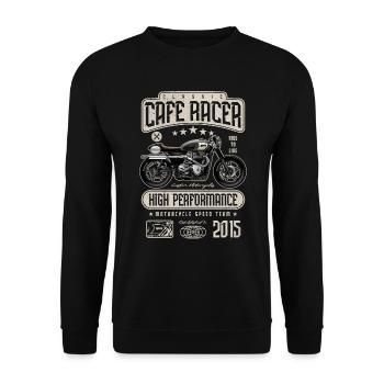 Cafe Racer Motorcycle Birthday Biker Born 2015 - Unisex Sweatshirt - black - Front - Alina (178cm) & Michal (187cm)