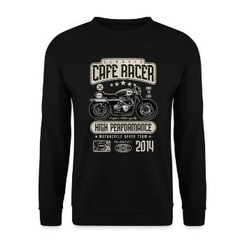 Cafe Racer Motorrad Geburtstag Biker Jahrgang 2014 - Unisex Pullover - Schwarz - Vorne - Alina (178cm) & Michal (187cm)