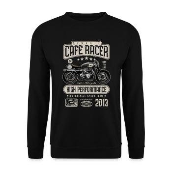 Cafe Racer Motorrad Geburtstag Biker Jahrgang 2013 - Unisex Pullover - Schwarz - Vorne - Alina (178cm) & Michal (187cm)