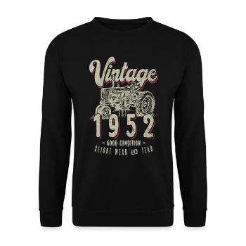 Vintage Tractor Farmer Birthday Born In 1952 - Unisex Sweatshirt - black - Front - Alina (178cm) & Michal (187cm)