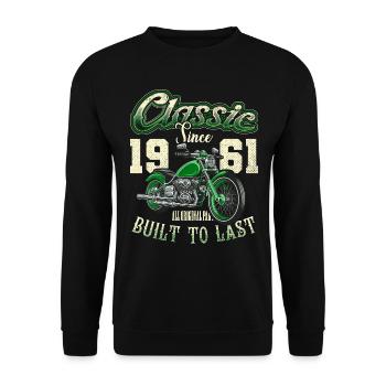 Moto Motard Moto Anniversaire Né En 1961 - Sweat-shirt Unisexe - noir - Devant - Alina (178cm) & Michal (187cm)