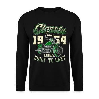 Motorcycle Bikers Motorbike Birthday Born In 1954 - Unisex Sweatshirt - black - Front - Alina (178cm) & Michal (187cm)