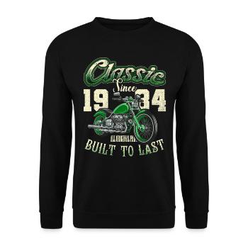 Moto Motard Moto Anniversaire Né En 1984 - Sweat-shirt Unisexe - noir - Devant - Alina (178cm) & Michal (187cm)