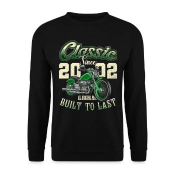 Motorcycle Bikers Motorbike Birthday Born In 2002 - Unisex Sweatshirt - black - Front - Alina (178cm) & Michal (187cm)