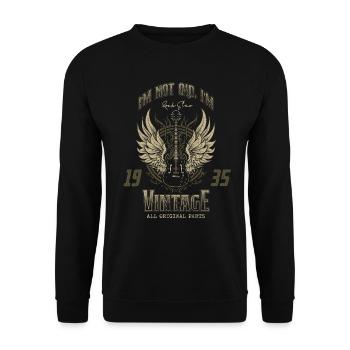 Ich bin nicht alt, ich bin Vintage Retro 1935 Gitarrist - Unisex Pullover - Schwarz - Vorne - Alina (178cm) & Michal (187cm)