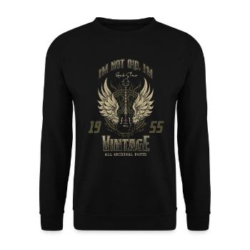 Ich bin nicht alt, ich bin Vintage Retro 1955 Gitarrist - Unisex Pullover - Schwarz - Vorne - Alina (178cm) & Michal (187cm)