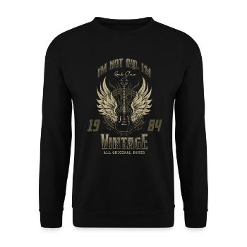 Ich bin nicht alt, ich bin Vintage Retro 1984 Gitarrist - Unisex Pullover - Schwarz - Vorne - Alina (178cm) & Michal (187cm)