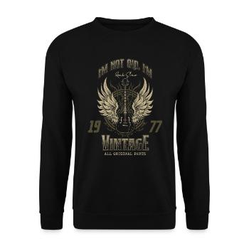 Ich bin nicht alt, ich bin Vintage Retro 1977 Gitarrist - Unisex Pullover - Schwarz - Vorne - Alina (178cm) & Michal (187cm)